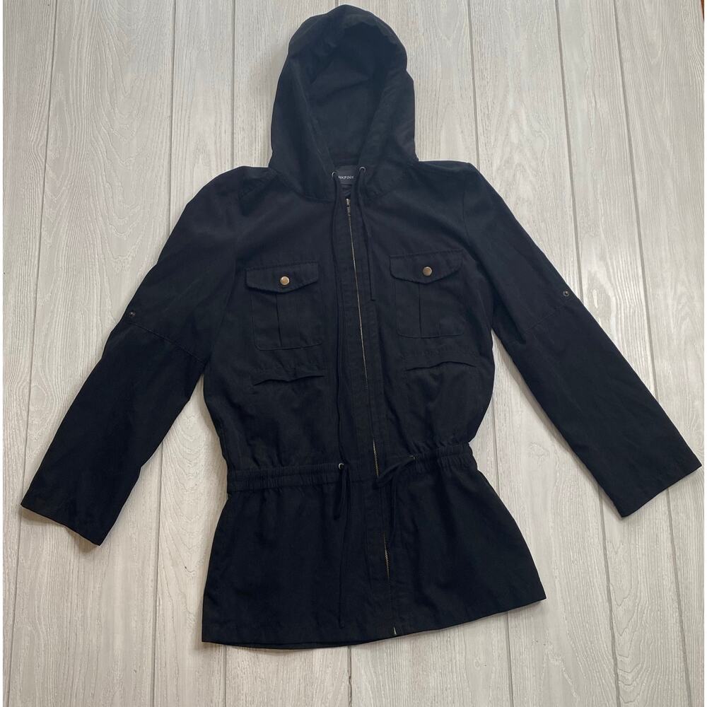 Minkpink Black Hooded Zip Utility Jacket Women's Size XS X-Small